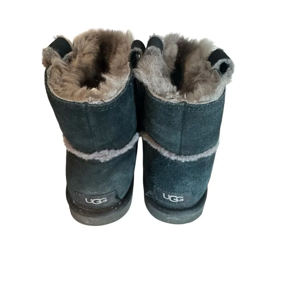 UGG CLASSIC MINI SPILL SEAM WOMEN BOOTS SUEDE BLACK US 9